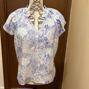 GAP Women's Blue and Pink Floral Blouse NWT